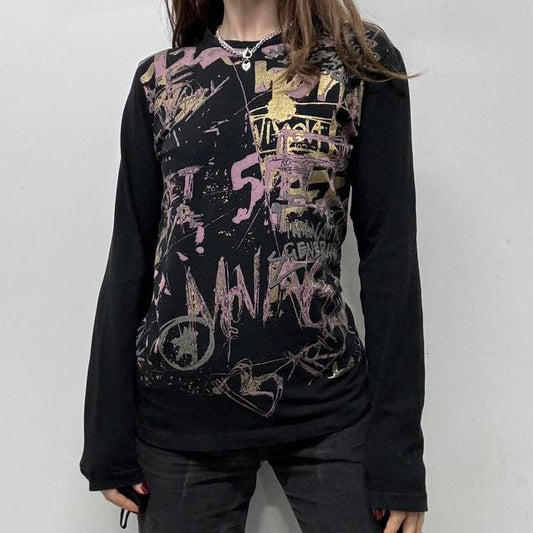 Graphic grunge text print tshirt