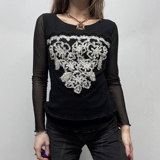 Black sheer mesh mohair wool tshirt