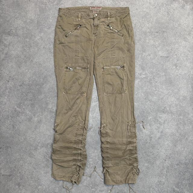 Khaki lace up cargo trousers
