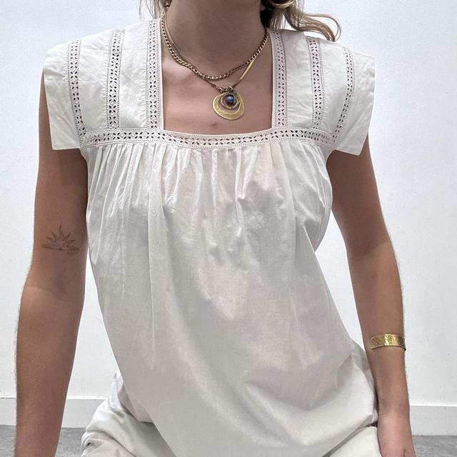 White cotton embroidered antique maxi dress