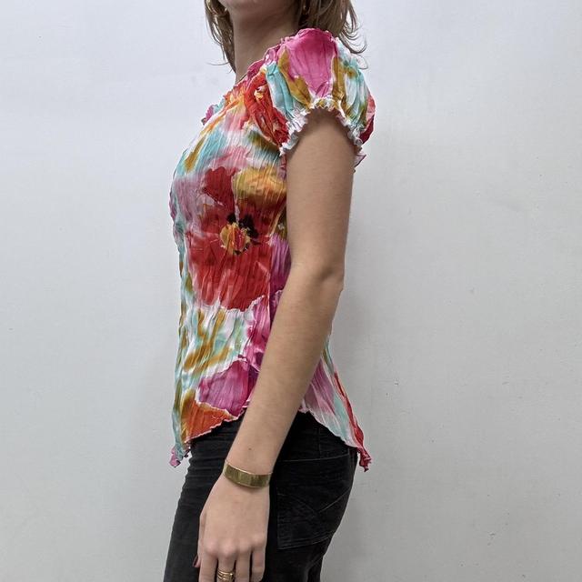 Crikle watercolour floral printed top