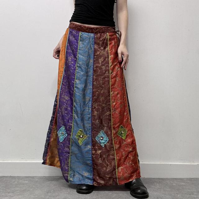 Silk paisley hippie maxi skirt