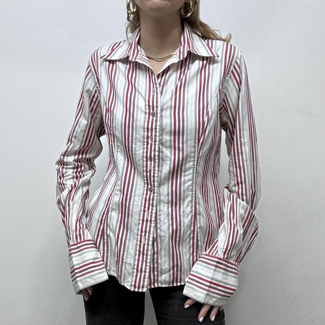 Y2k office fitted pinstripe shirt