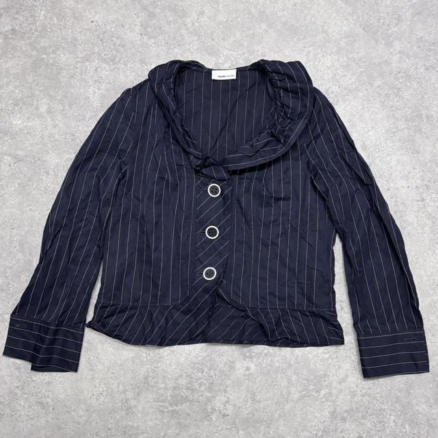 Pinstripe structured flared shirt jacket