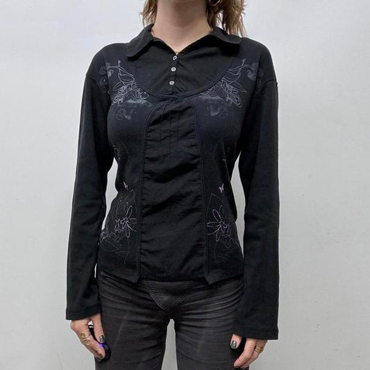 Black graphic printed T-shirt shirt