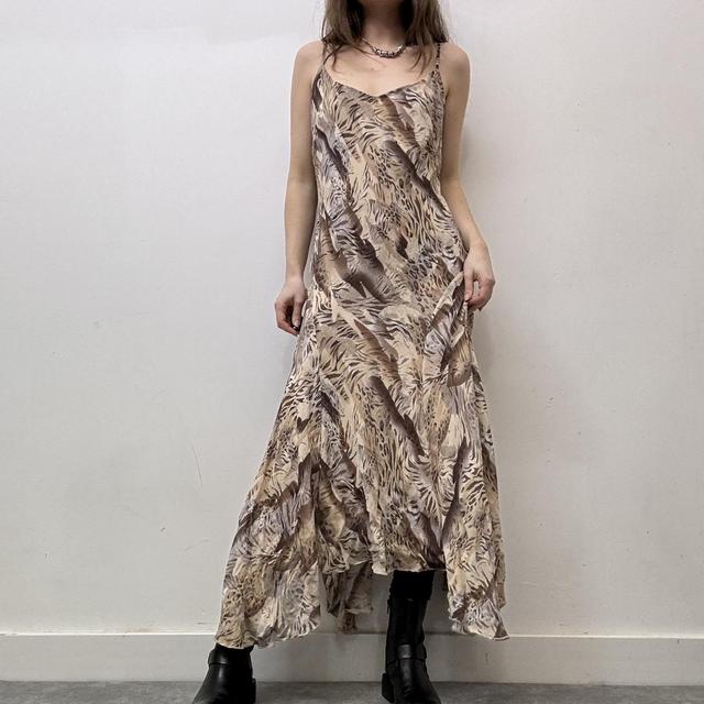 Bias cut handkercheif animal print dress