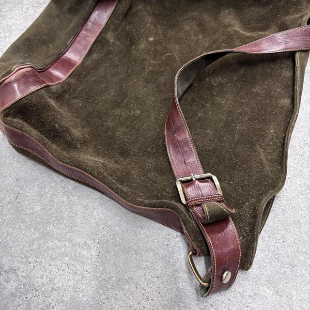 Khaki green leather slouchy suede bag