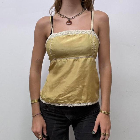 Silk yellow lace cami