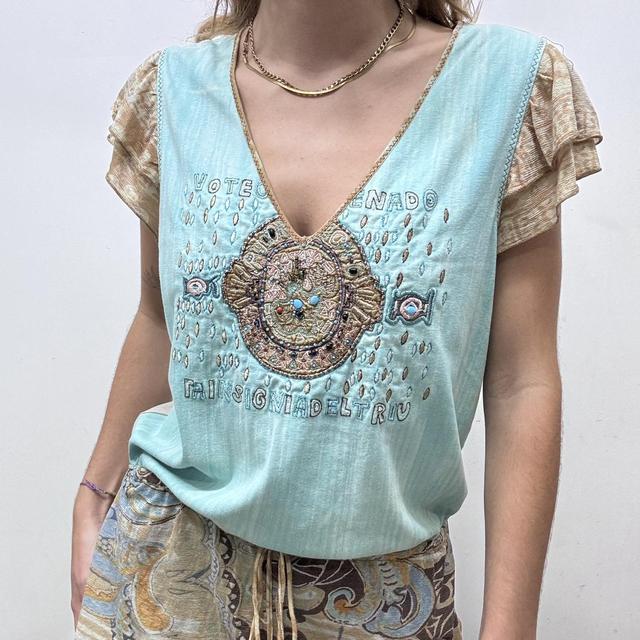 Graphic boho fairy blouse top