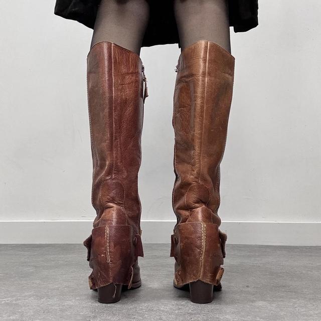 Tan leather campus boots