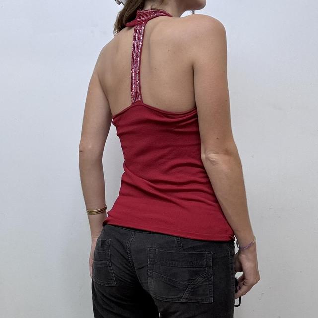 Red beaded halter vest