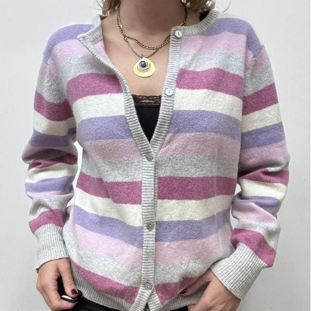 Stripy wool pastel cardigan
