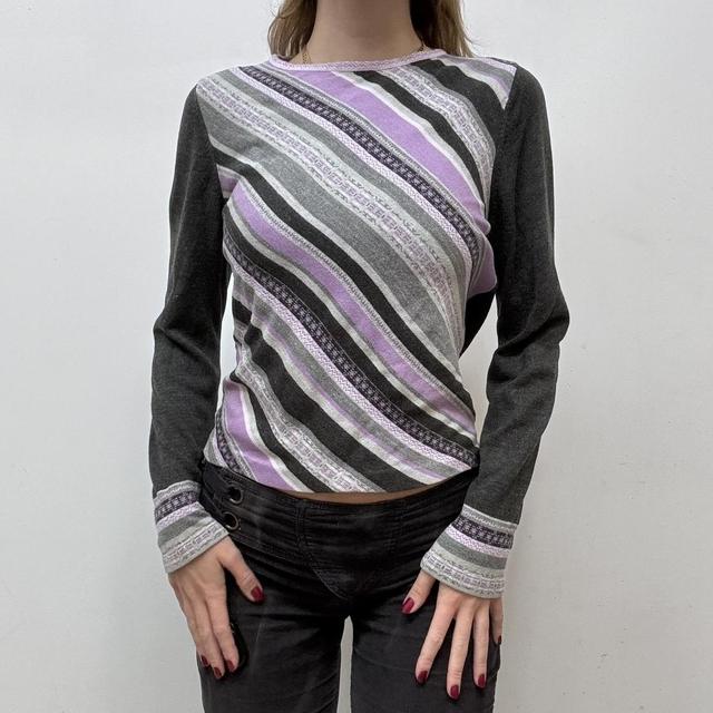 Stripe wool knitted jumper
