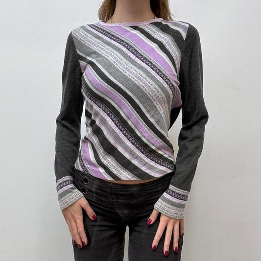 Stripe wool knitted jumper