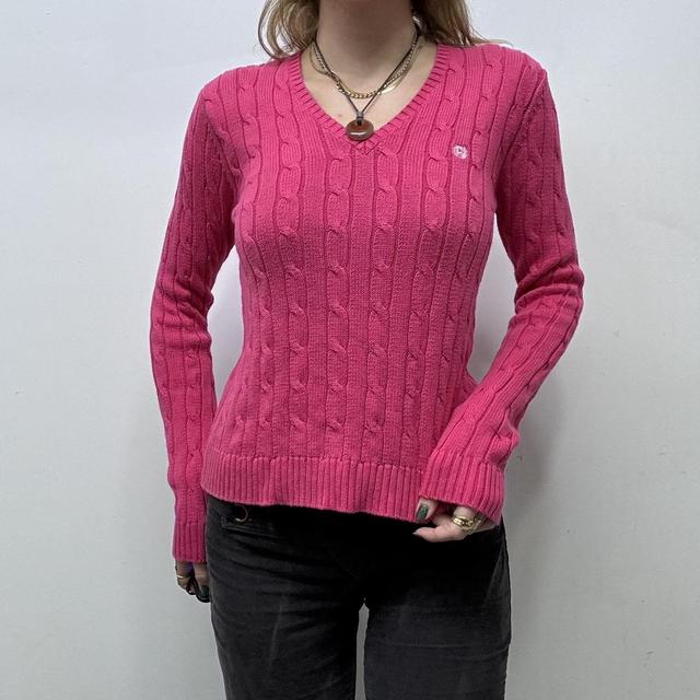 Slouchy pink cable knit jumper