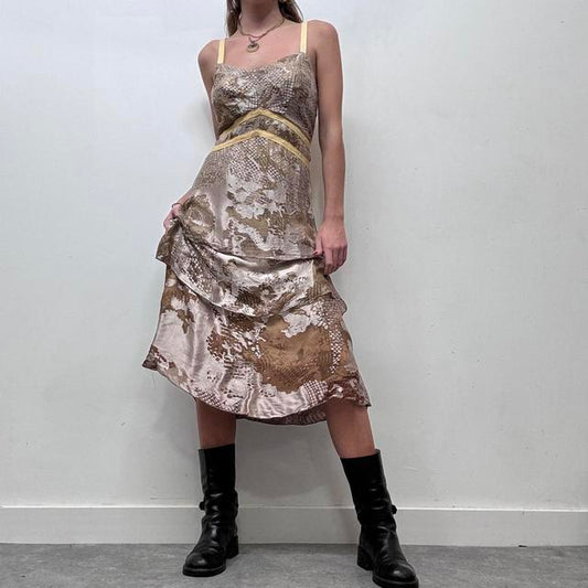 Brown silk layered bow back fairy dress