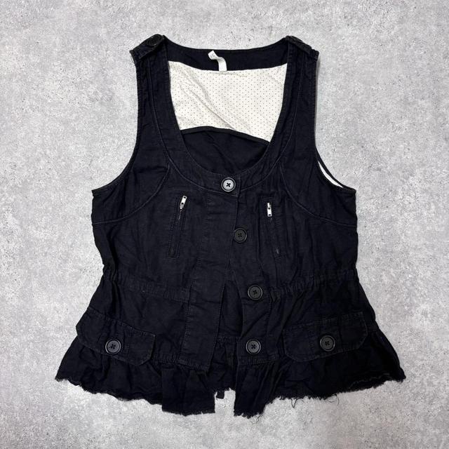 Black frayed distressed vest waistcoat