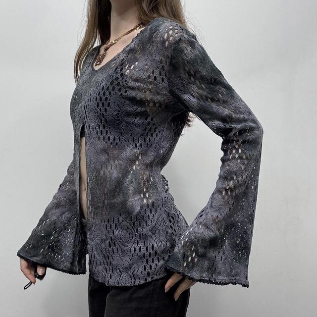 Distressed lace ultra flare top