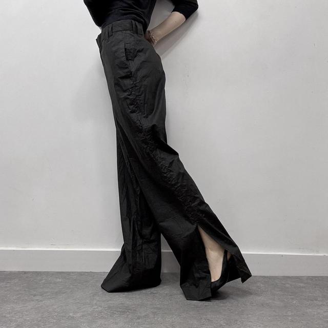 Diesel black slit flare trousers