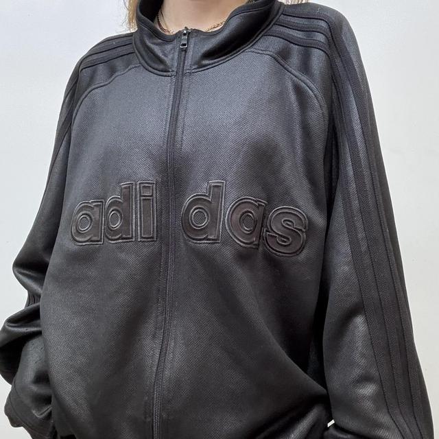 Black oversized adidas zip up jacket