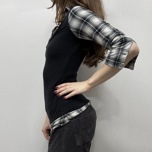 Black grunge layered shirt
