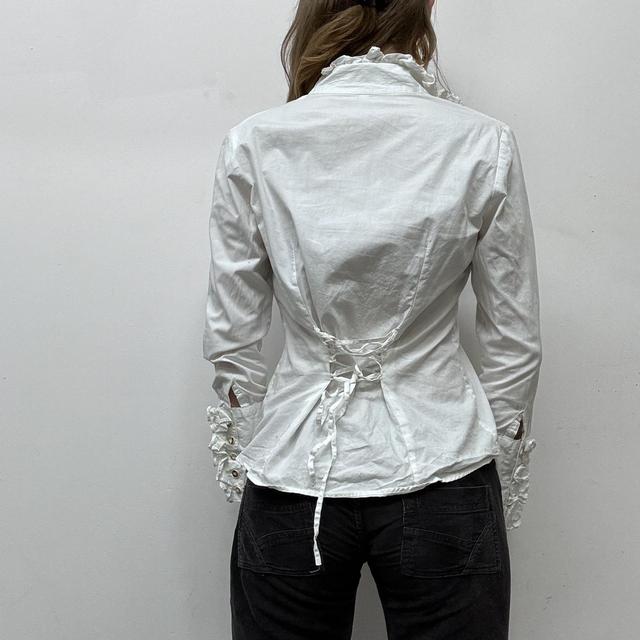 White cotton ruffle coquette shirt