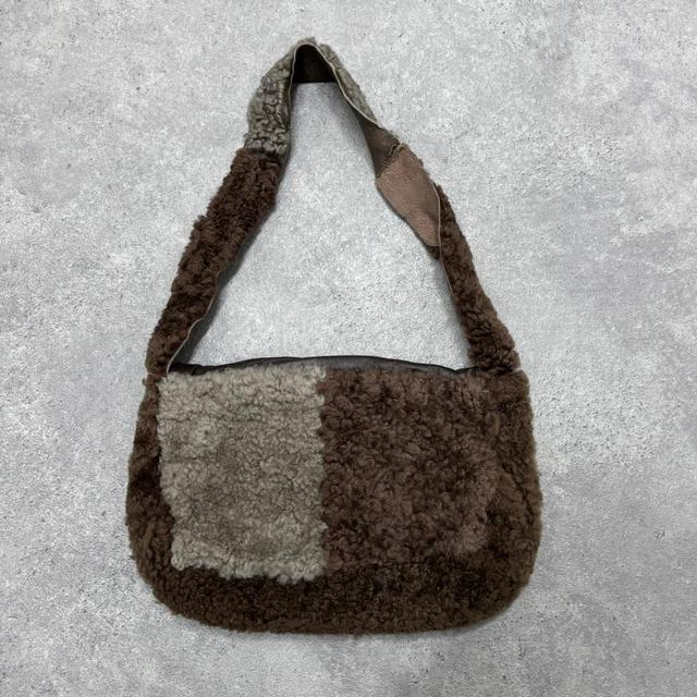 Brown sheepskin fur bag