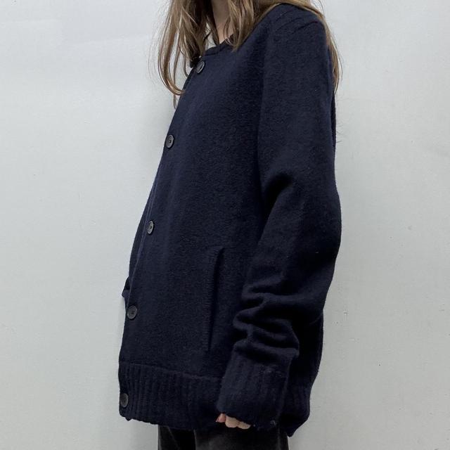 Oversized navy wool cardigan