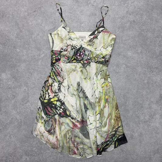 Abstract floral bias midi dress