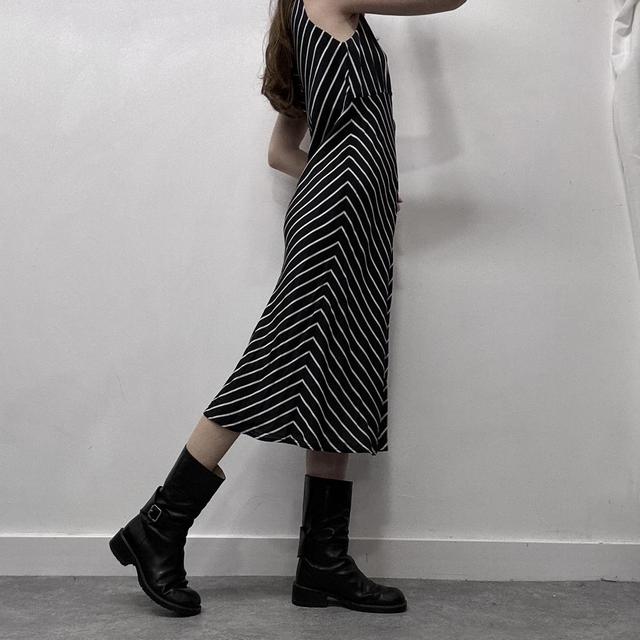 Pinstripe silk bias cut floaty dress
