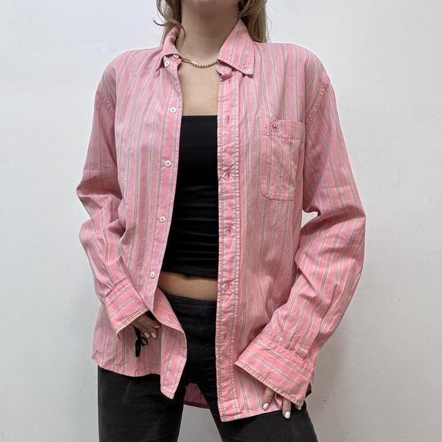 Pink pinstriped oversized shirt