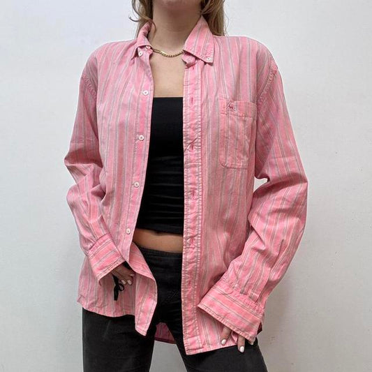 Pink pinstriped oversized shirt