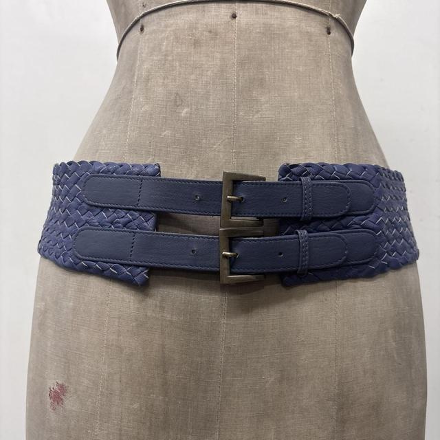 Woven leather chunky belt