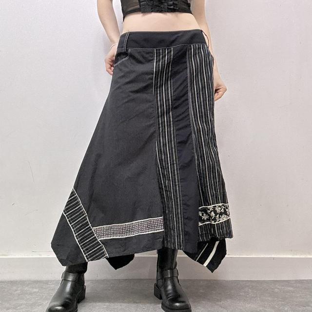 Black pinstripe asymmetrical skirt