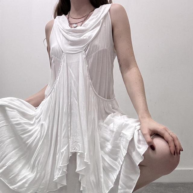White drape layered dress