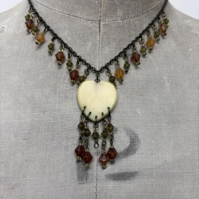 Brown gemstone heart necklace