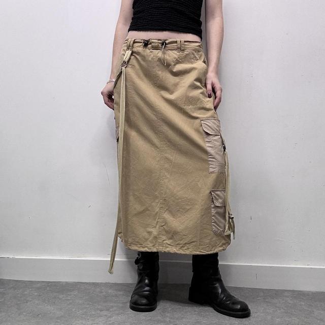 Tan flared cargo utility skirt