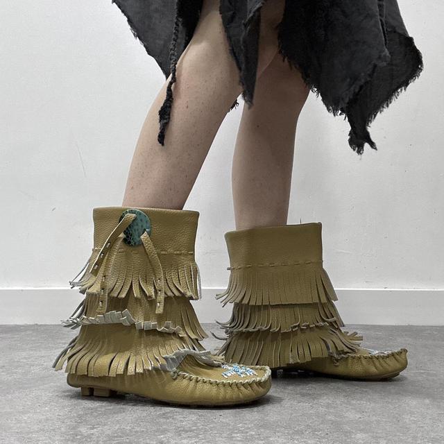 Tassel boho leather boots