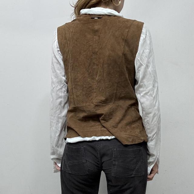 Brown suede leather waistcoat