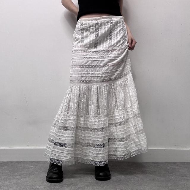 White lace coquette cottage maxi skirt