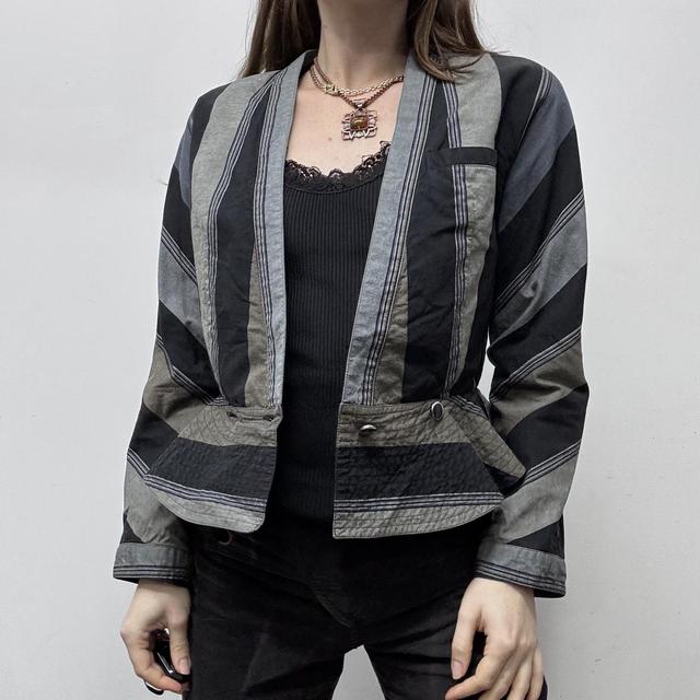 Pinstripe flared cropped jacket