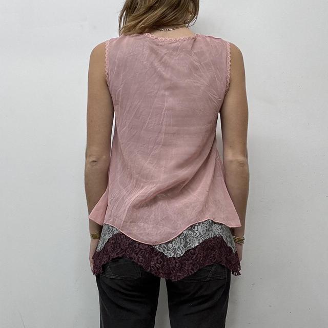 Sheer pink lace layered vest