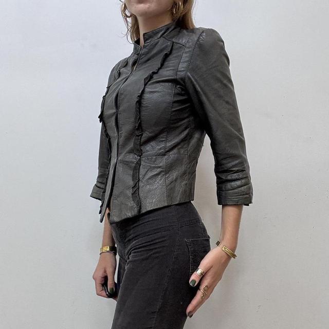 Grunge black fitted leather jacket
