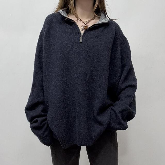 Navy wool 1/4 zip jumper