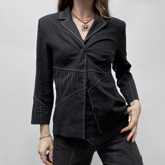 Black pinstripe flared jacket