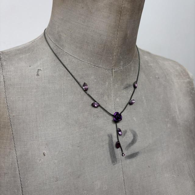 Purple gemstone flower fairy necklace