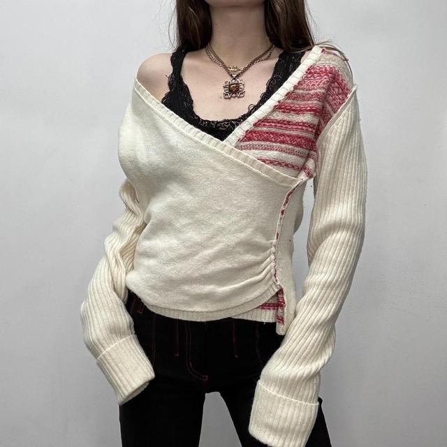 Slouchy asymmetric wrap jumper