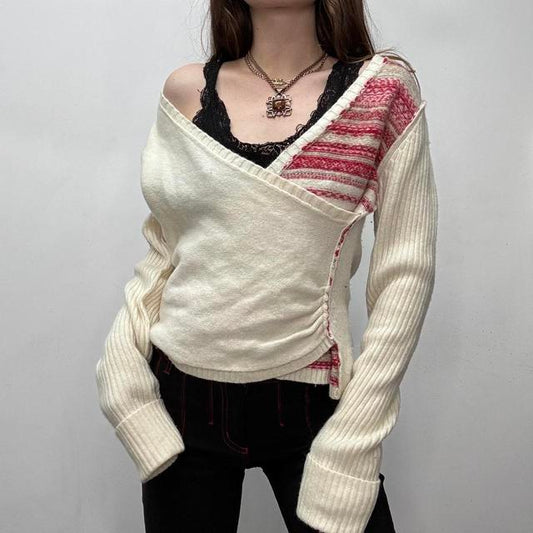 Slouchy asymmetric wrap jumper