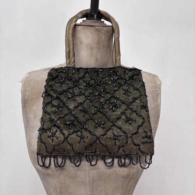Khaki green beaded bag