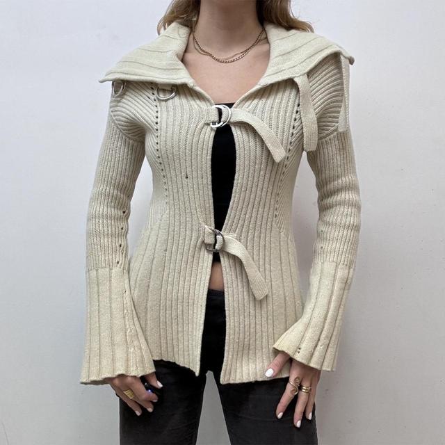 Ribbed knit flare cardigan